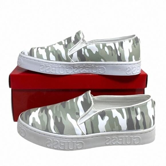 GUESS Gladis Floral Slip On Sneakers Women's GFGLADIS27 Synthetic White Size - Picture 2 of 8